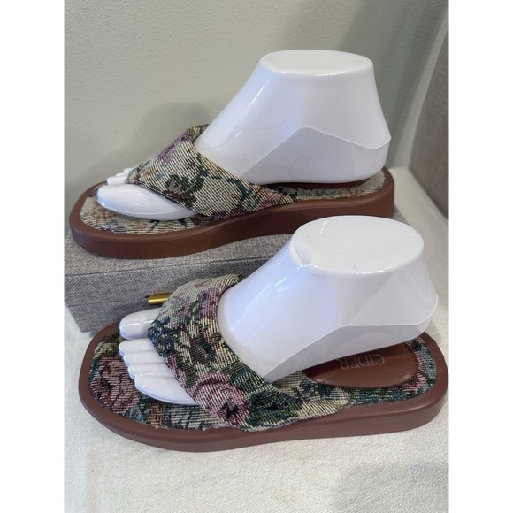 Women's Cider Fabric Tapestry Flip Flop Sandals Cottagecore Y2K Momcore Siren - Picture 6 of 11